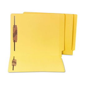 S J Paper S13642 - Water/Paper Cut-Resistant End Tab Folders, Two Fasteners, Letter, Yellow, 50/Box