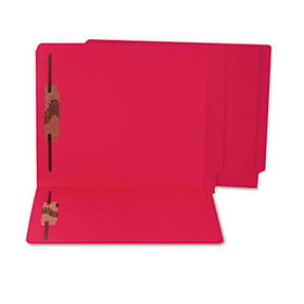 S J Paper S13643 - Water/Paper Cut-Resistant End Tab Folders, Two Fasteners, Letter, Red, 50/Boxpaper 