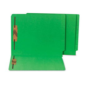 S J Paper S13644 - Water/Paper Cut-Resistant End Tab Folders, Two Fasteners, Letter, Green, 50/Boxpaper 