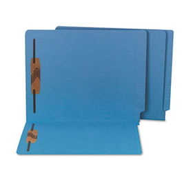 S J Paper S13646 - Water/Paper Cut-Resistant End Tab Folders, Two Fasteners, Letter, Blue, 50/Boxpaper 