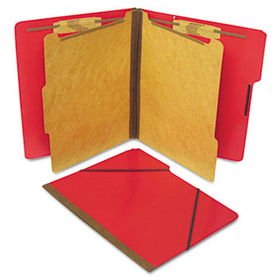 S J Paper S56000 - Classification Folios with Fastener, Letter, Six-Section, Executive Red, 10/Box