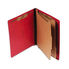 S J Paper S60437 - Pressboard End Tab Classification Folder, Letter, 6-Section, Ruby Red