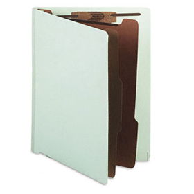 Pressboard End Tab Classification Folder, Letter, Six-Section, Pale Greenpaper 