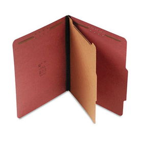 1-1/2"" Expansion Classification Folder, Letter, Four-Section, Red, 20/Box
