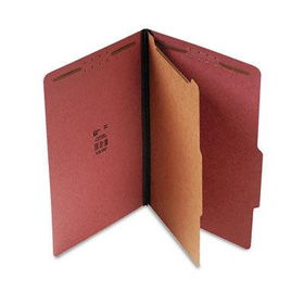 S J Paper S61950 - Std 1-1/2 Expansion Classification Folder, Lgl, 4-Section, Red, 20/bx