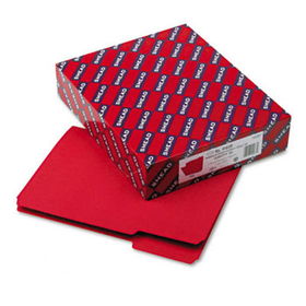 Interior File Folders, 1/3 Cut Top Tab, Letter, Red, 100/Boxsmead 
