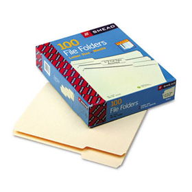 File Folders, 1/3 Cut Assorted, One-Ply Top Tab, Letter, Manila, 100/Boxsmead 