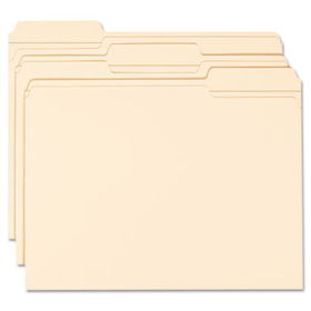 File Folders, 1/3 Cut Assorted, Reinforced Top Tab, Letter, Manila, 100/Boxsmead 