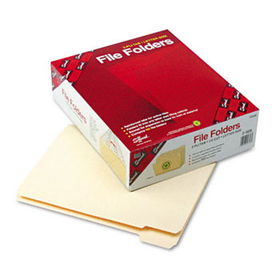 File Folders, 1/5 Cut, Reinforced Top Tab, Letter, Manila, 100/Box