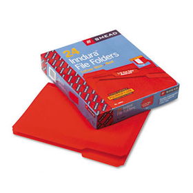 Waterproof Poly File Folders, 1/3 Cut Top Tab, Letter, Red, 24/Box