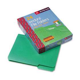 Waterproof Poly File Folders, 1/3 Cut Top Tab, Letter, Green, 24/Boxsmead 