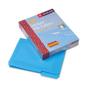 Waterproof Poly File Folders, 1/3 Cut Top Tab, Letter, Blue, 24/Boxsmead 