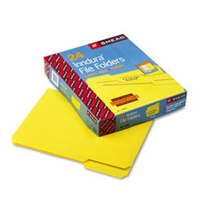 Waterproof Poly File Folders, 1/3 Cut Top Tab, Letter, Yellow, 24/Boxsmead 