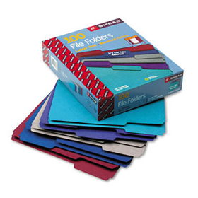 File Folders, 1/3 Cut Top Tab, Letter, Deep Assorted Colors, 100/Boxsmead 