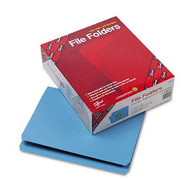 File Folders, Straight Cut, Reinforced Top Tab, Letter, Blue, 100/Box