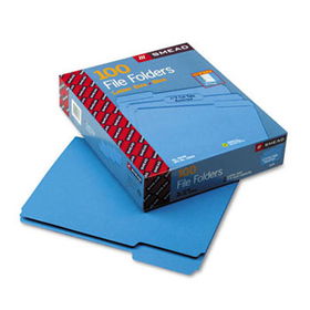 File Folders, 1/3 Cut Top Tab, Letter, Blue, 100/Box