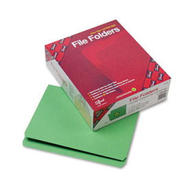 File Folders, Straight Cut, Reinforced Top Tab, Letter, Green, 100/Box
