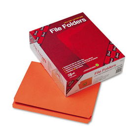 File Folders, Straight Cut, Reinforced Top Tab, Letter, Orange, 100/Box