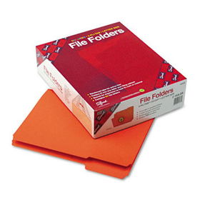 File Folders, 1/3 Cut, Reinforced Top Tab, Letter, Orange, 100/Box