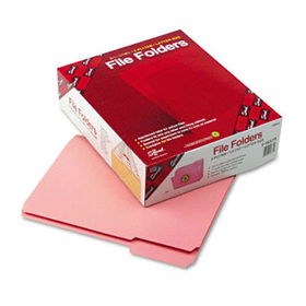 File Folders, 1/3 Cut, Reinforced Top Tab, Letter, Pink, 100/Box