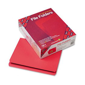 File Folders, Straight Cut, Reinforced Top Tab, Letter, Red, 100/Boxsmead 