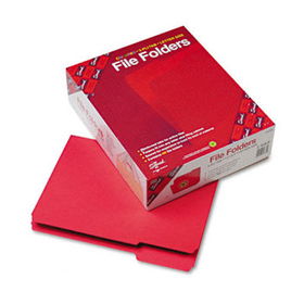 File Folders, 1/3 Cut, Reinforced Top Tab, Letter, Red, 100/Boxsmead 