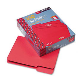 File Folders, 1/3 Cut Top Tab, Letter, Red, 100/Boxsmead 