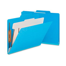 Top Tab Classification Folder, One Divider, Four-Section, Blue, 10/Box