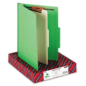 Top Tab Classification Folder, One Divider, Four-Section, Green, 10/Box