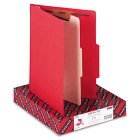 Top Tab Classification Folder, One Divider, Four-Section, Red, 10/Box