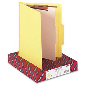 Top Tab Classification Folder, One Divider, Four-Section, Yellow, 10/Box