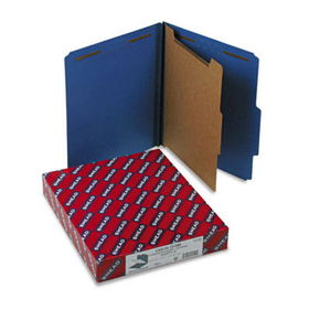 Pressboard Classification Folders, Letter, Four-Section, Dark Blue, 10/Box