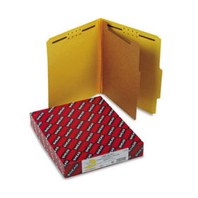 Pressboard Classification Folders, Letter, Four-Section, Yellow, 10/Boxsmead 