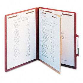 Pressboard Classification Folders, Self Tab, Letter, Four-Section, Red, 10/Boxsmead 