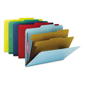 Pressboard Classification Folders, Letter, Six-Section, Assorted, 10/Box