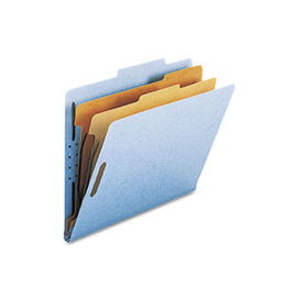 Pressboard Classification Folders, Letter, Six-Section, Blue, 10/Box