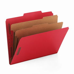 Pressboard Classification Folders, Letter, Six-Section, Bright Red, 10/Box