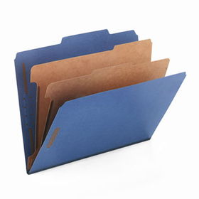 Pressboard Classification Folders, Letter, Six-Section, Dark Blue, 10/Boxsmead 