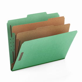 Pressboard Classification Folders, Letter, Six-Section, Green, 10/Box