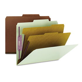 Pressboard Classification Folders, Self Tab, Letter, Six-Section, Red, 10/Box