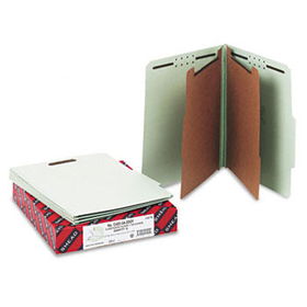 Pressboard Classification Folders, Tab, Letter, Six-Section, Gray-Green, 10/Box