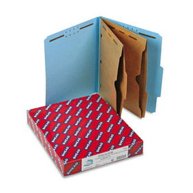 Pressboard Folders with Two Pocket Dividers, Letter, Six-Section, Blue, 10/Boxsmead 