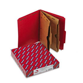 Pressboard Folders, Two Pocket Dividers, Letter, Six-Section, Bright Red, 10/Boxsmead 