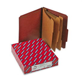 Pressboard Classification Folders, Self Tab, Letter, Eight-Section, Red, 10/Boxsmead 