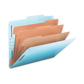 3"" Expansion Classification Folder, 2/5 Tab, Letter, Eight-Section, Blue, 10/Box