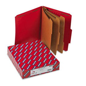 3"" Expansion Folders with 2/5 Cut Tab, Letter, Eight-Section, Bright Red, 10/Box