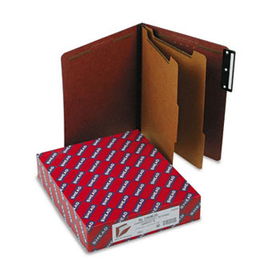 Pressboard Classification Folders, Metal Tab, Letter, Six-Section, Red, 10/Box