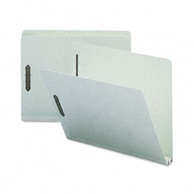 Two Inch Expansion Fastener Folder, Straight Tab, Letter, Gray Green, 25/Box