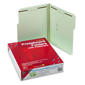 Three Inch Expansion Fastener Folder, 1/3 Top Tab, Letter, Gray Green, 25/Boxsmead 