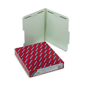 One Inch Expansion Fastener Folder, 2/5 Top Tab, Letter, Gray Green, 25/Box